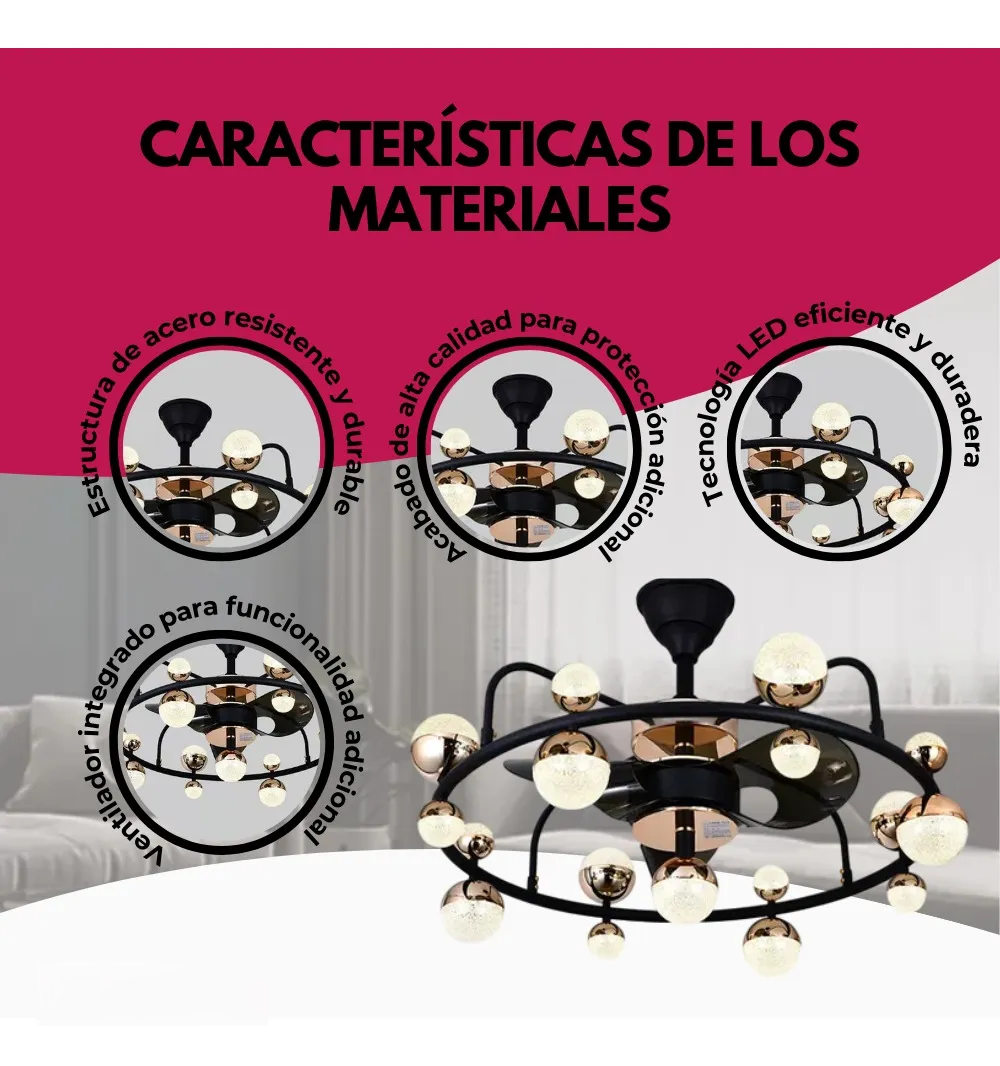 Ventilador Lampara Candil Bellagio