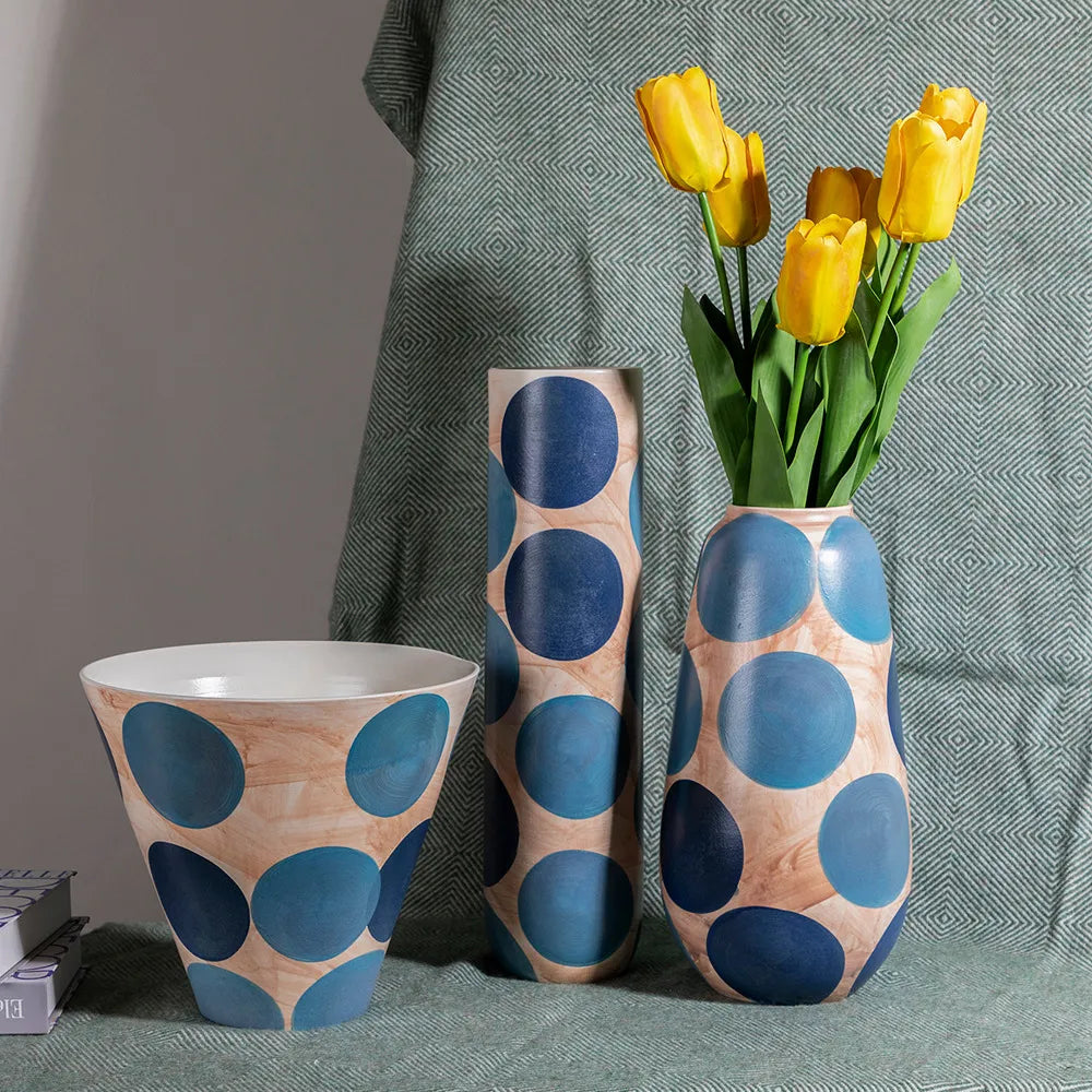Jarrón Florero Lunares Azules