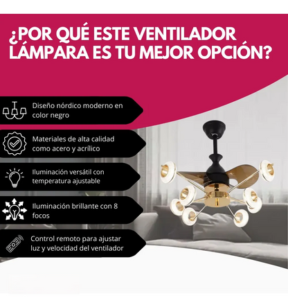 Ventilador Lampara Candil Velvet
