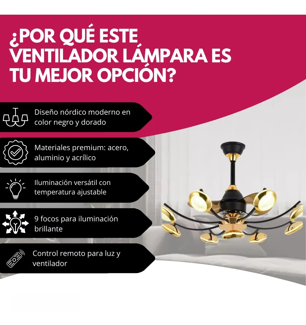 Ventilador Lampara Candil Majesty