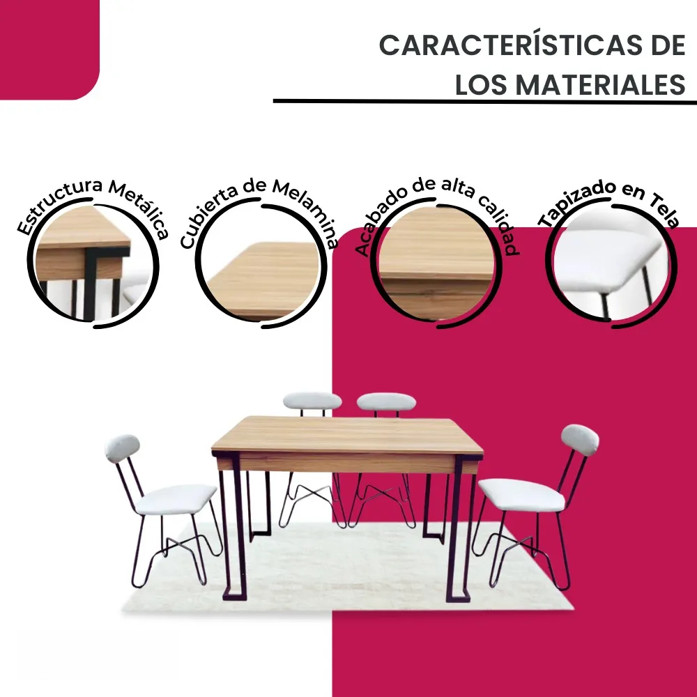 Juego De Comedor Con Mesa Y 4 Sillas